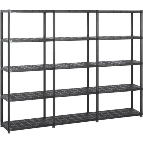 Vidaxl – Étagère de rangement 5 niveaux – Plastique noir 213x38x170 cm – Design compact pour espaces réduits – Facile à nettoyer