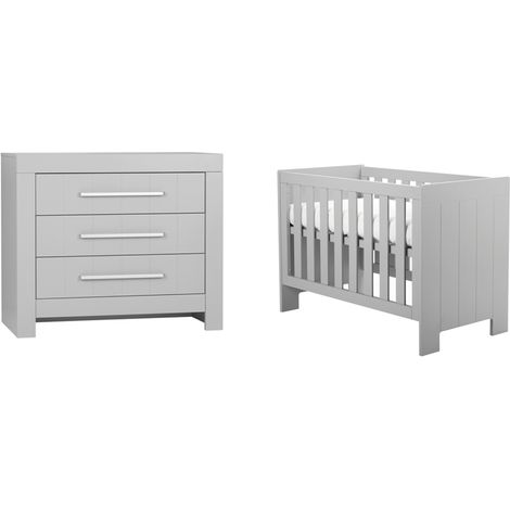 Lit bébé et Commode à langer Pinio Calmo Gris