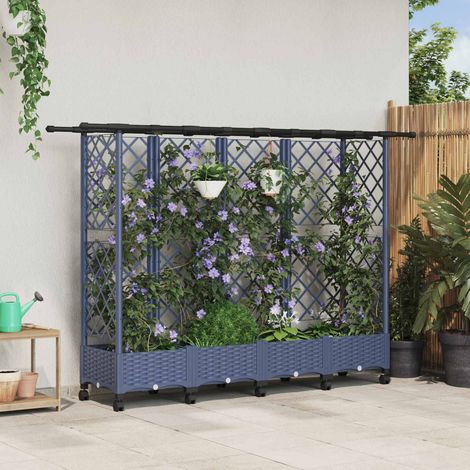 Teenpull – Hochbeet mit Rankgitter und Dach Grau 202,5 x 40 x 127 cm PP (1/5)