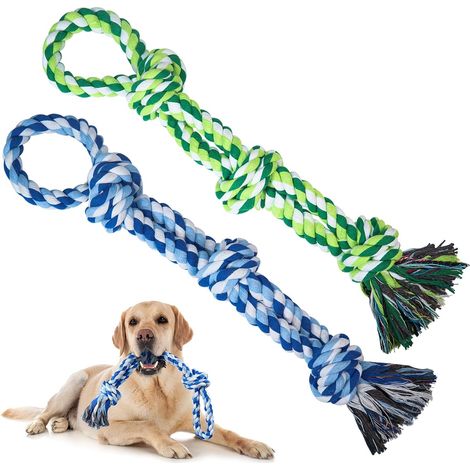 Ensemble de 2 jouets à mâcher en corde pour chiens de races moyennes à grandes, pratiquement indestructibles, pour les chiens qui aiment mâcher, jouets à mâcher qui nettoient les dents, jouets à tirer (1/5)