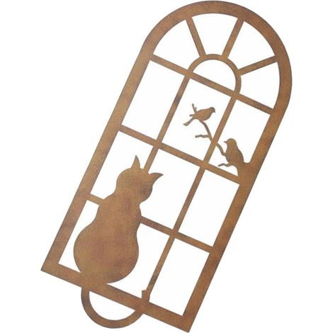 murale chat rétro HOOWIFFY en fer marron statuette