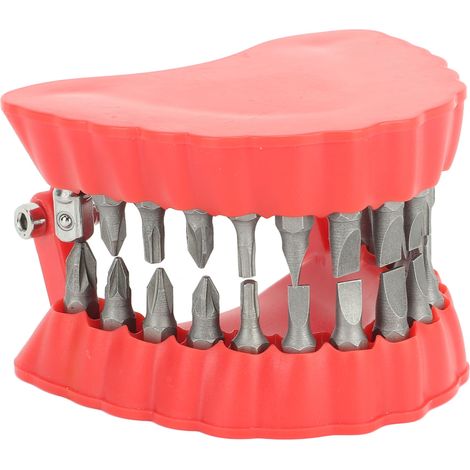 Porte-embouts pour prothèses dentaires, organisateur de tournevis pour prothèses dentaires, sculpture 3D, décoration de bureau, 28 trous, rouge avec embouts (1/5)