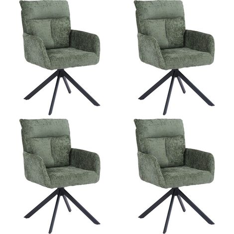 HOME DELUXE Esszimmerstuhl mit Armlehne ALUNA Chenille - 4er Set Grün Drehbarer Esszimmerstuhl, Esszimmerstuhl mit Drehfunktion, 360-Grad drehbarer Esszimmerstuhl, (1/5)