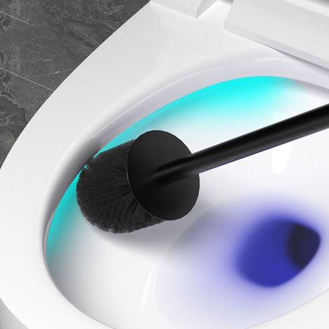 Wandmontierte Aluminium-Toilettenbürste ohne Perforation – Modernes schwarzes Design für effiziente Reinigung