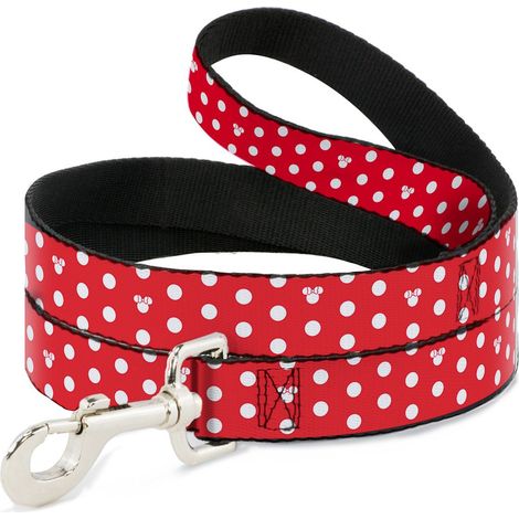 Laisse pour animal domestique Polka Dot Mini Silhouette Rouge Blanc 2,5 cm de Large (1/5)