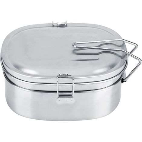 Boîte repas Bento double couche en acier inoxydable, contenant alimentaire pour pique-nique, voyage et extérieur. (1/5)