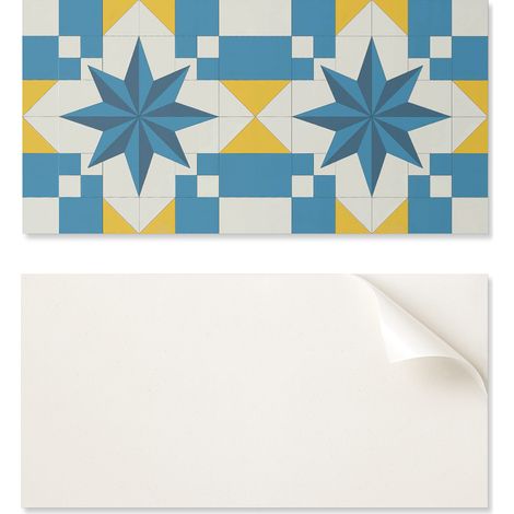 Baldosas de vinilo autoadhesivas con estampado decorativo de estrella geom茅trica, 6x60x30 cm. (1/5)
