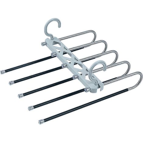 Porte-pantalons multifonctionnel, gain de place, structure robuste, utilisation horizontale ou verticale-anti slip gray black (1/5)
