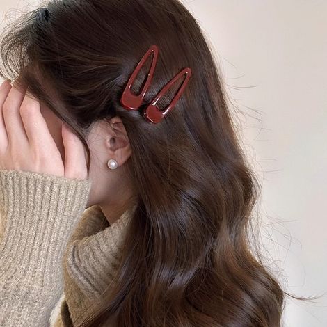 Lot de 10 pinces à cheveux rouges Ankola de début de printemps - Pince latérale pour frange - Pince à bec de canard creuse en forme de goutte d'eau (1/4)