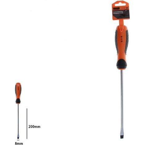 Trade Shop - Destornillador Destornillador Magnético Tip Corte 8x200mm Mango Ergonómico 07434 -