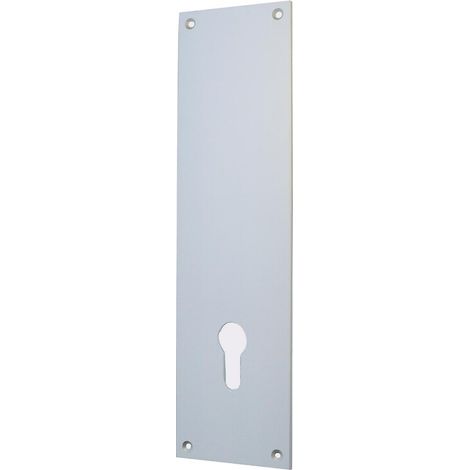 Plaque intérieure aluminium perçage cylindre européen pour palière, ton argent