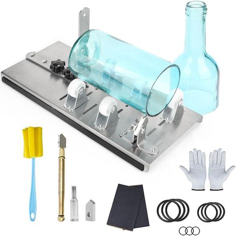 Coupe Verre Coupe Bouteille en Verre Outil de Bricolage Coupe Verre Professionnel Kit en Acier Inoxydable pour Vin Bière Alcool Whisky Champagne Bouteilles (1/4)