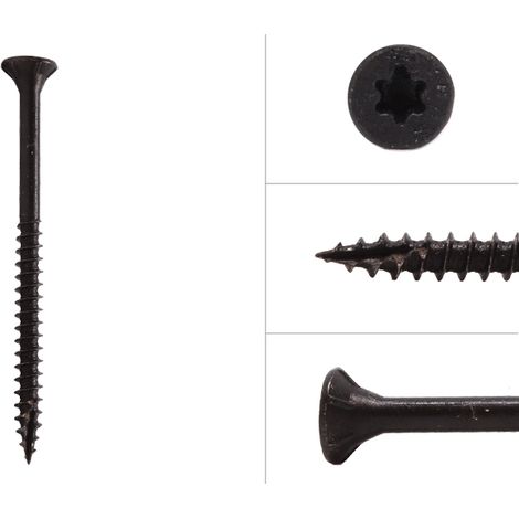 Schwarze Schrauben verzinkt 5 x 70 mm Torx 20 mit Schneidkerbe -