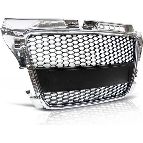 Grille de calandre pour Audi A3 8P de 04/2008 a 07/2012 look Sport Chrome et noir-27318041