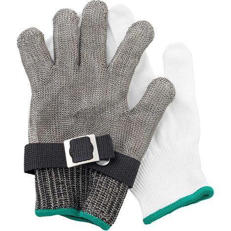 Tablecraft set 2 guanti antitaglio in acciaio inox, verde taglia M, professionale