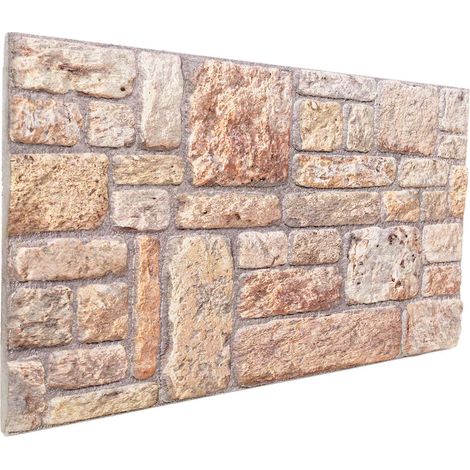 Wandpaneele 10 pcs Hellbraun und Weiß 100 x 50 cm EPS-Schaum