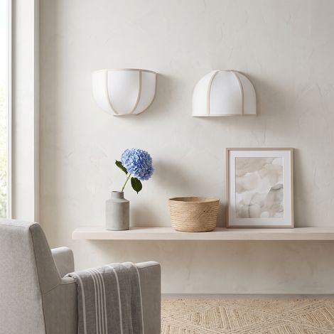 Aplique de Pared Blanco con Cinta Beige  Serie LUNA (1/5)