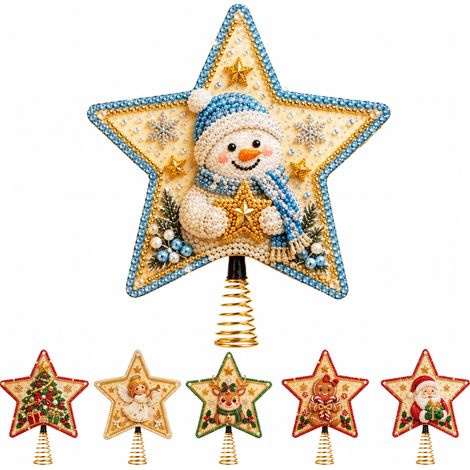 Étoile cime de sapin de Noël DIY broderie diamant motif bonhomme de neige réf 7469 420 g – Livraison gratuite