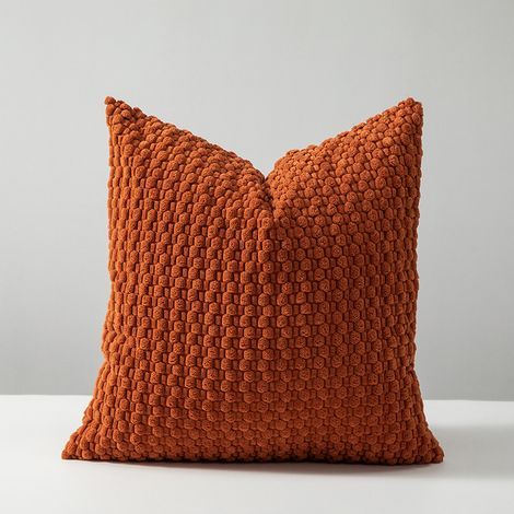 Lot de 2 housses de coussin en velours côtelé géométriques 40x40 cm orange foncé pour salon et chambre (1/5)