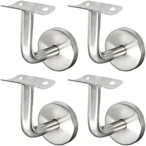 Support Main Courante Inox 304 pour Rampe Escalier Support Mural Rampe Bois Argent (4 Pièces) NPTERBL (1/4)