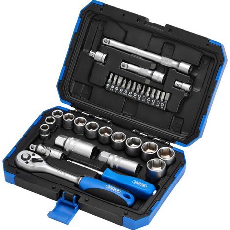 Draper 3/8" Drive Metric Socket Set – 34-Piece Hexagon Standard Length, Model 89558 (1/5)