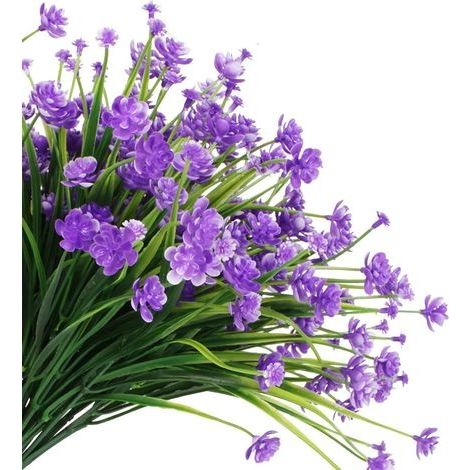 Set mit 12 künstlichen Blumen für die Außendekoration, Hängepflanzen für drinnen und draußen, Verandadekoration, Lila (1/4)