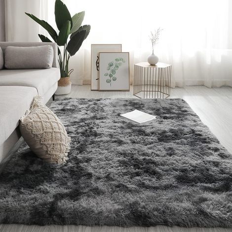 Shaggy Non-Slip Soft Long Pile Rug for Living Room/Bedroom 50x80cm Grey (1/5)