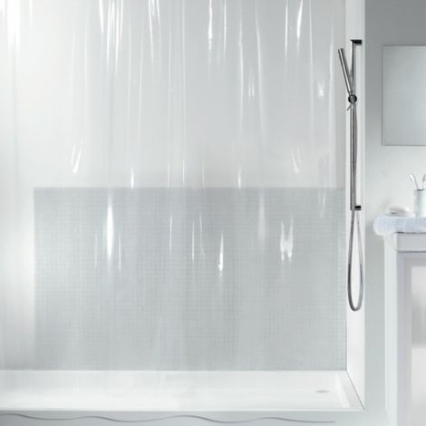 Spirella colección Transparent , Cortina de ducha textil 180 x 200, 100% polyester, Transparente