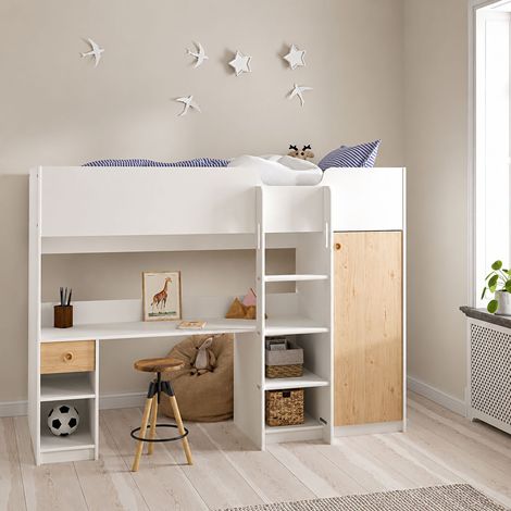 Conjunto de Dormitorio Laliso, un Cajón, Tamaño de Colchón 90x200 cm, Compacto Multiuso, 203x104x150h cm Blanco (1/5)