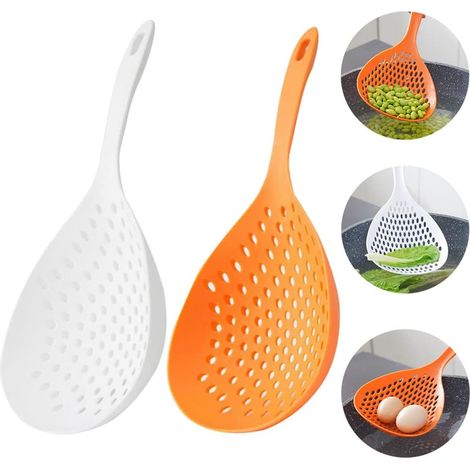 Lot de 2 écumoires en nylon, manche long antidérapant, pour pâtes et légumes, cuisine quotidienne (1/5)