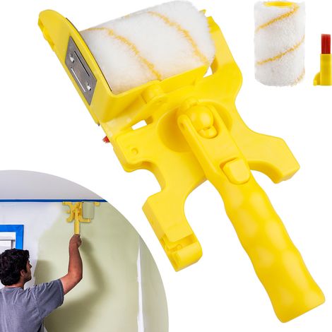 Rodillo de pintura revolucionario para bordes limpios en puertas, ventanas, paredes y zócalos: velocidad de aplicación de pintura hasta 20 veces más rápida. El juego incluye 1 brocha de plástico. (1/5)