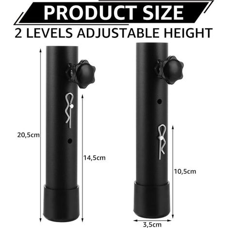 Lot de 4 rallonges de pieds de table pliables, rehausseurs réglables pour pieds de table, pieds de table incurvés, hauteur réglable jusqu'à 20 cm (1/5)