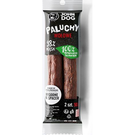 John Dog Snack - Bastoncini Premium 98% carne Confezione da 2 - Bastoncini di manzo 2 pezzi