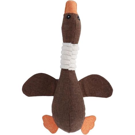 2pcs Jouet Chien Oie Couineuse Marron, Jouet à Mâcher en Coton et Lin, Jouet Interactif pour Chiens Petits et Moyens et Chats (1/5)