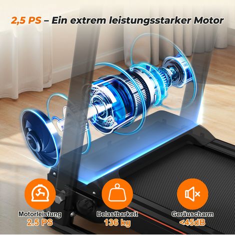 Tapis de course pliable pour seniors avec poignées amovibles et contrôle via application, capacité 120 kg (1/5)