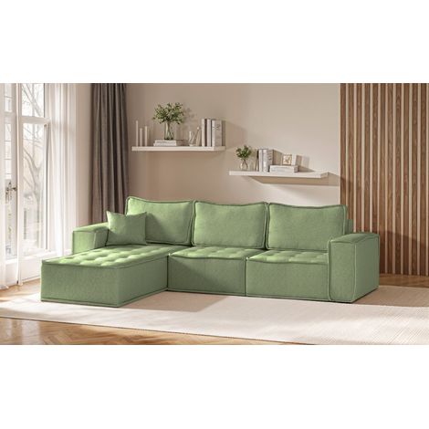 Ecksofa Modulsofa 3-teilig SANDE Stoff Alpine Hellgrün Ottomane Links (1/5)