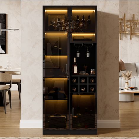 Vetrina LED 60 x 36 x 160 cm, mobile vetrina in MDF e truciolare, nero DESVIAE (1/5)