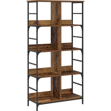 Bookshelf 4-Tier 78.5 x 33 x 153 cm metal PB Old wood vidaXL (1/5)