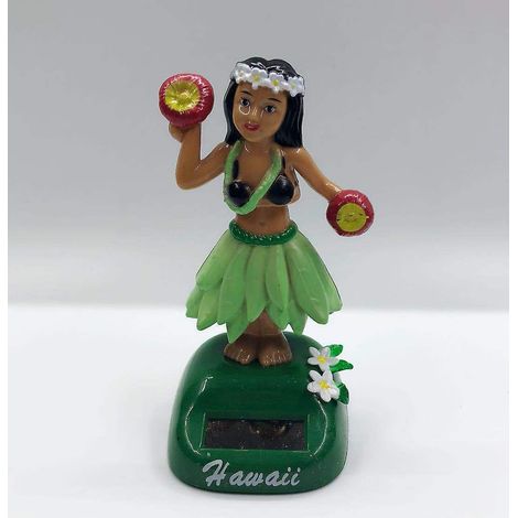 Ornement de tableau de bord de voiture avec figurine solaire vibrante représentant une adorable fille hawaïenne de dessin animé (1/4)