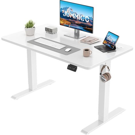 Réglable en Hauteur Bureau Assis Debout Électrique Blanc (1/5)