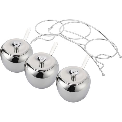 Set mit 3 Edelstahlbehältern für Gewürze, Salz, Pfeffer und Zucker, Aufbewahrungsboxen für Würzmittel (1/5)