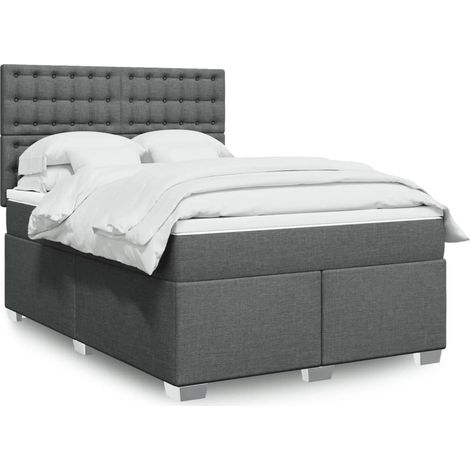 Boxspringbett mit Matratze Dunkelgrau 160x200 cm Stoff