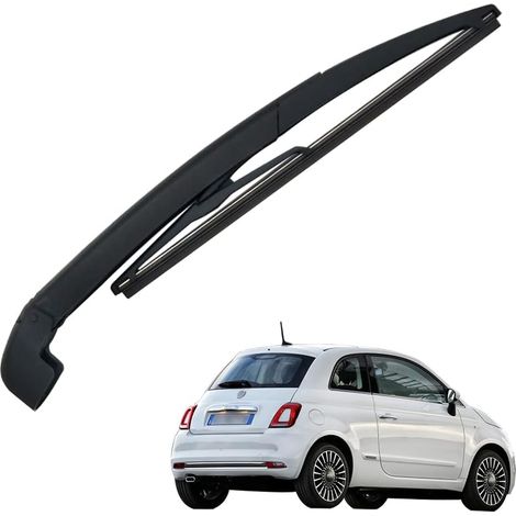 Lntyq Bras Essuie Glace Arrière et Balai Essuie Glace, Arrière de Bras d'Essuie-Glace en Caoutchouc Naturel Toutes Saisons Kit Remplacement pour FIAT 500 2007-2011
