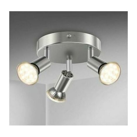 IP44 LED-Deckenspotleuchte – 3 x verstellbare GU10-Leuchtmittel – 3000 K einstellbare Lichtfarbe – Verchromtes Metall und Glas – Für Badezimmer und Feuchträume (1/5)