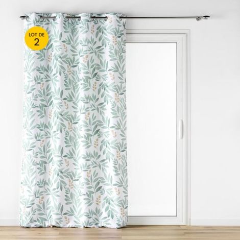 Lot de 2 Rideaux à Œillets - Tendance Biovana Vert - 140 x 260 cm (1/5)