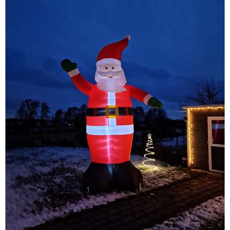 XXL LED Weihnachtmann selbst aufblasbar - 400 cm - Riesen Nikolaus Garten Deko beleuchtet