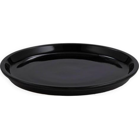 Assiette de cache pot en grès noir - Noir (1/3)