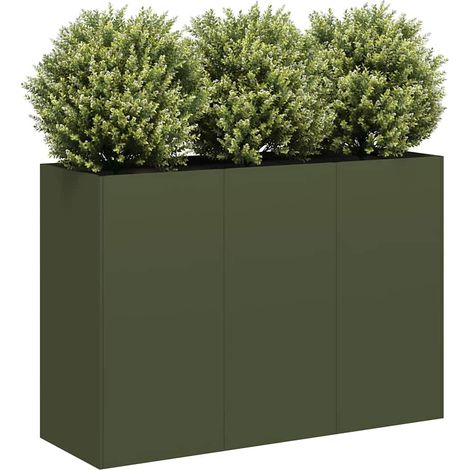 Pflanzkübel Olivgrün 120x40x80 cm Kaltgewalzter Stahl