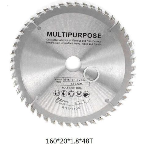 CHOYCLIT Kreissägeblatt, silberfarben, Rotationsscheibe zum Holzschneiden, 48 Zähne, 160 mm