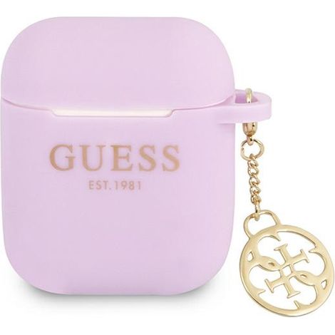 AirPods 1 Hülle Guess Silikon-Anhänger 4G Kollektion Lila (1/3)